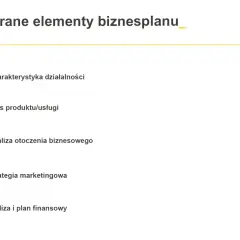 Kluczowe elementy biznesplanu: charakterystyka, opis produktu, analiza otoczenia, strategia marketingowa i analiza finansowa.