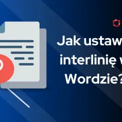 Ikona dokumentu z pytajnikiem i tekst "Jak ustawić interlinię w Wordzie?".