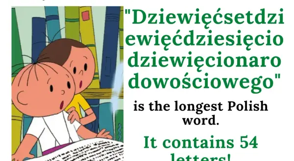 Dzieci czytają o najdłuższym polskim słowie: "Dziewięćsetdziewięćdziesięciodziewięcionarodowościowego", które ma 54 litery!
