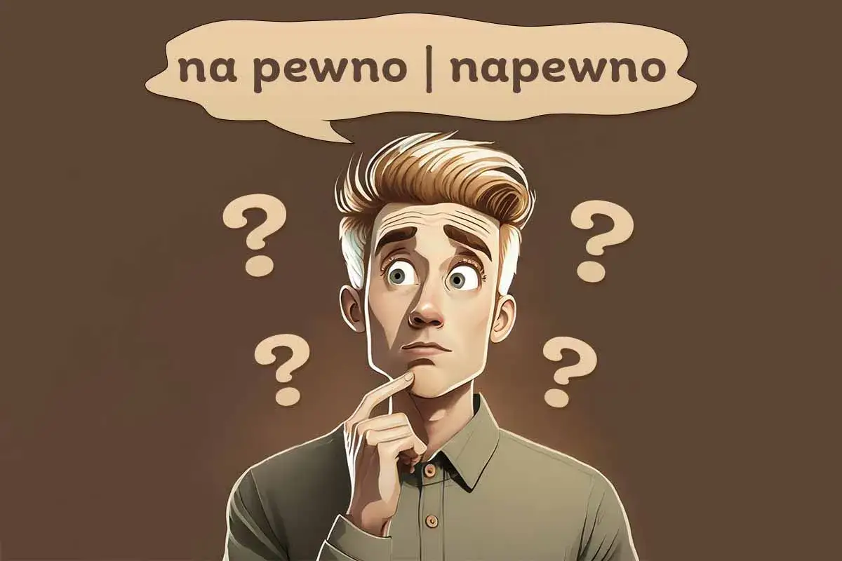 Zastanawia się, jak się pisze na pewno, czy razem, czy osobno. Wokół niego unoszą się znaki zapytania.